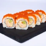 კალიფორნია კლასიკური (8 ნაჭერი) - კრაბი, ტობიკო, ტამაგო, კიტრი, ცხარე და ტერიაკის სოუსი