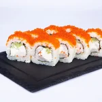 ები კალიფორნია (8 ნაჭერი) - კრევეტი, ნაღების ყველი, კიტრი, ტობიკო და ტერიაკის სოუსი