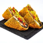 ვეგეტარიანული სენდვიჩი (4 ნაჭერი) - სტაფილო, ბულგარული, კიტრი, ავოკადო, სალათის ფოთოლი და ტერიაკის სოუსი