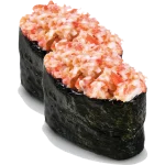 ები გუნკანი (2 ნაჭერი) - კრევეტი, ცხარე სოუსი, ტერიაკის სოუსი, ნორი, ბრინჯი და სეზამი