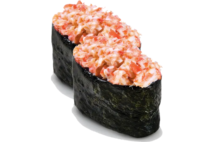 ები გუნკანი (2 ნაჭერი) - კრევეტი, ცხარე სოუსი, ტერიაკის სოუსი, ნორი, ბრინჯი და სეზამი