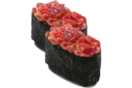 მაგურო გუნკანი (2 ნაჭერი) - თინუსი, ცხარე სოუსი, ტერიაკის სოუსი, ნორი, ბრინჯი და სეზამი