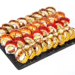 საკე სეტი (34 ნაჭერი) - ფილადელფია, ოქროს დრაკონი, კალიფორნია ორაგულით და ცხელი ზაფხული - ტოკიო ჰაუსი ბათუმი