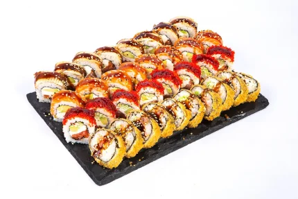 საკე სეტი (34 ნაჭერი) - ფილადელფია, ოქროს დრაკონი, კალიფორნია ორაგულით და ცხელი ზაფხული - ტოკიო ჰაუსი ბათუმი